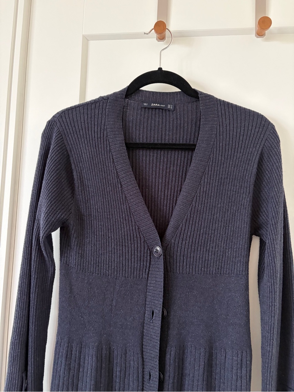 Long Ribbed Knit Button-Front Cardigan - Picture 2 of 3